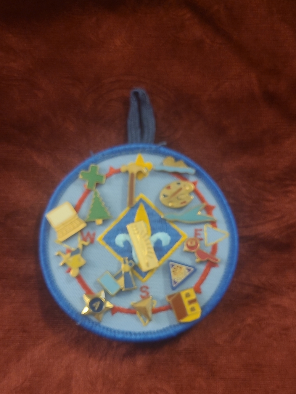 Scout-themed Blue Kids Merit Badge Display